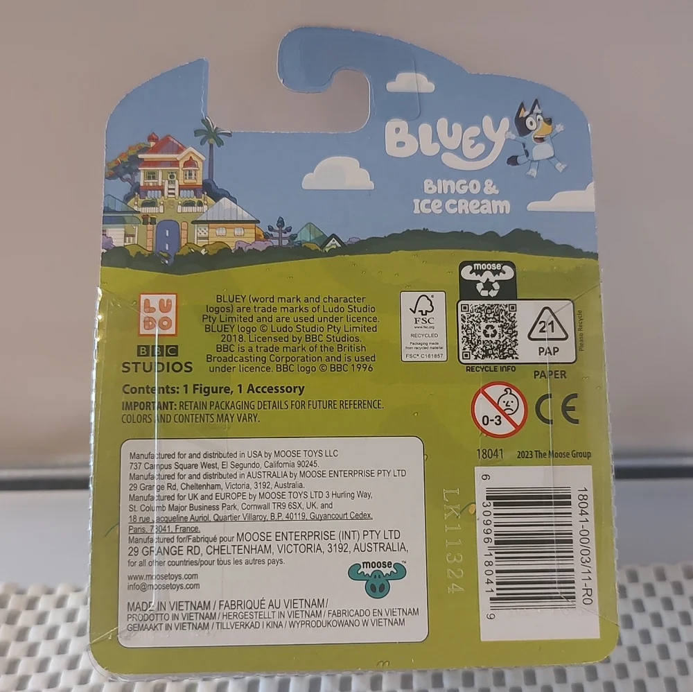 Bluey Cartoon Bingo & Ice Cream Figure NWT